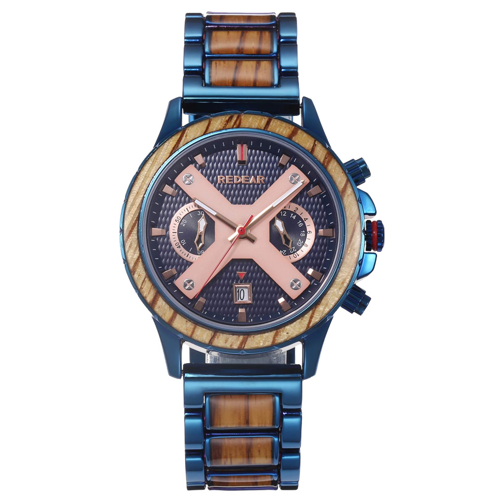 RORIOS Orologio Da Polso In Legno Naturale Per Uomo, Movimento Al Quarzo, Cinturino In Legno, Cronografo, Impermeabile 30m