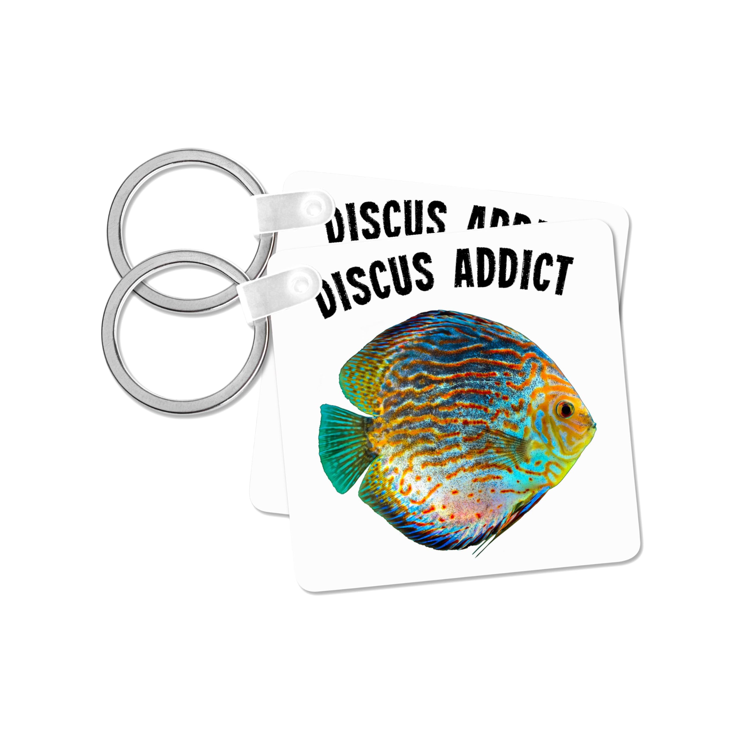 Porte-clés Discus Poisson carré 2,25 cm robuste lot de 2 - 8