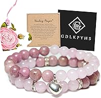 Vista 77 de 2Pcs Healing Crystal Bracelets for Women Handmade Beaded Bracelet Healing Prayers Crystal 8mm Natural Stone Beads Bracelet Stress Relief Get Well