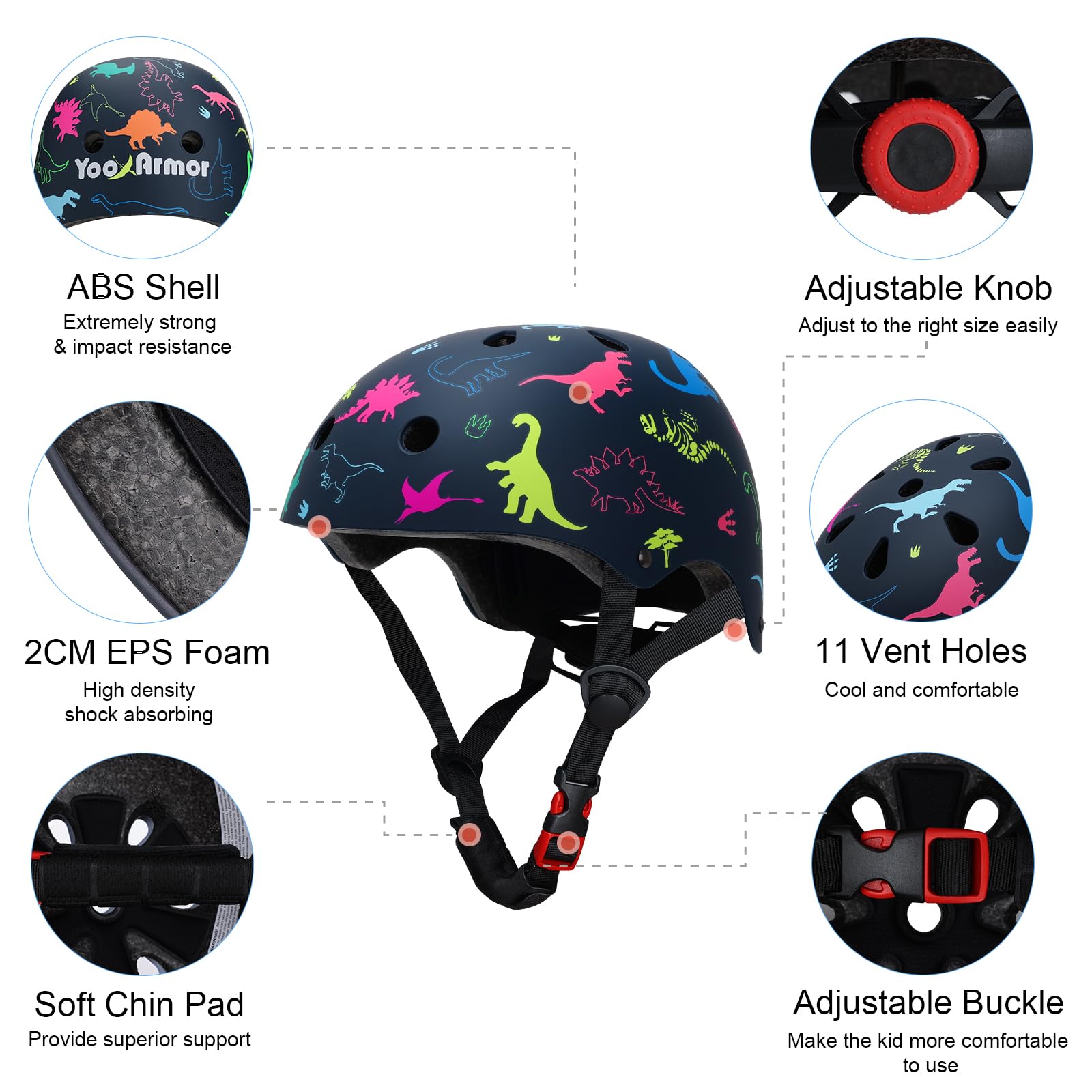 Casco da Bici per Bambini per Bambini di Età Ccompresa tra i 3 e gli 8 anni,Set di Protezioni Sportive Leggere con Ginocchiere, Gomitiere e Polsiere per lo Skateboarding/la Bicicletta/lo Scooter
