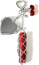 Lipstick Holder Keychain, Y2K Bag Charm Portable Makeup Organizer with Heart Mirror, Compact Cosmetic Storage for Daily Use & Travel, Red Cherry Lipstick Keychain & Y2K Accessories