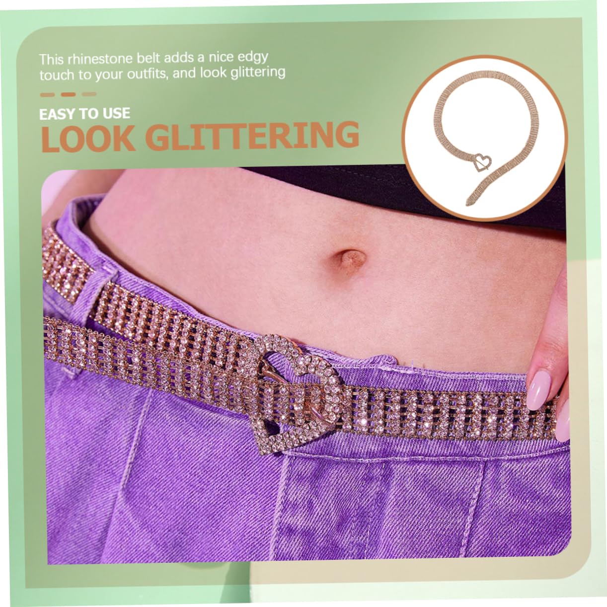 Ipetboom Cinturón Rhinestone para Mujeres Cinturón para Jeans Cómodo