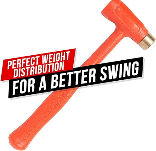Miniatura 4 de Dead Blow Hammer 1.5lb (24oz)  Martillo de latón moldeado de Unibody, resistente al rebote y a las chispas con punta de latón de doble cabezal,