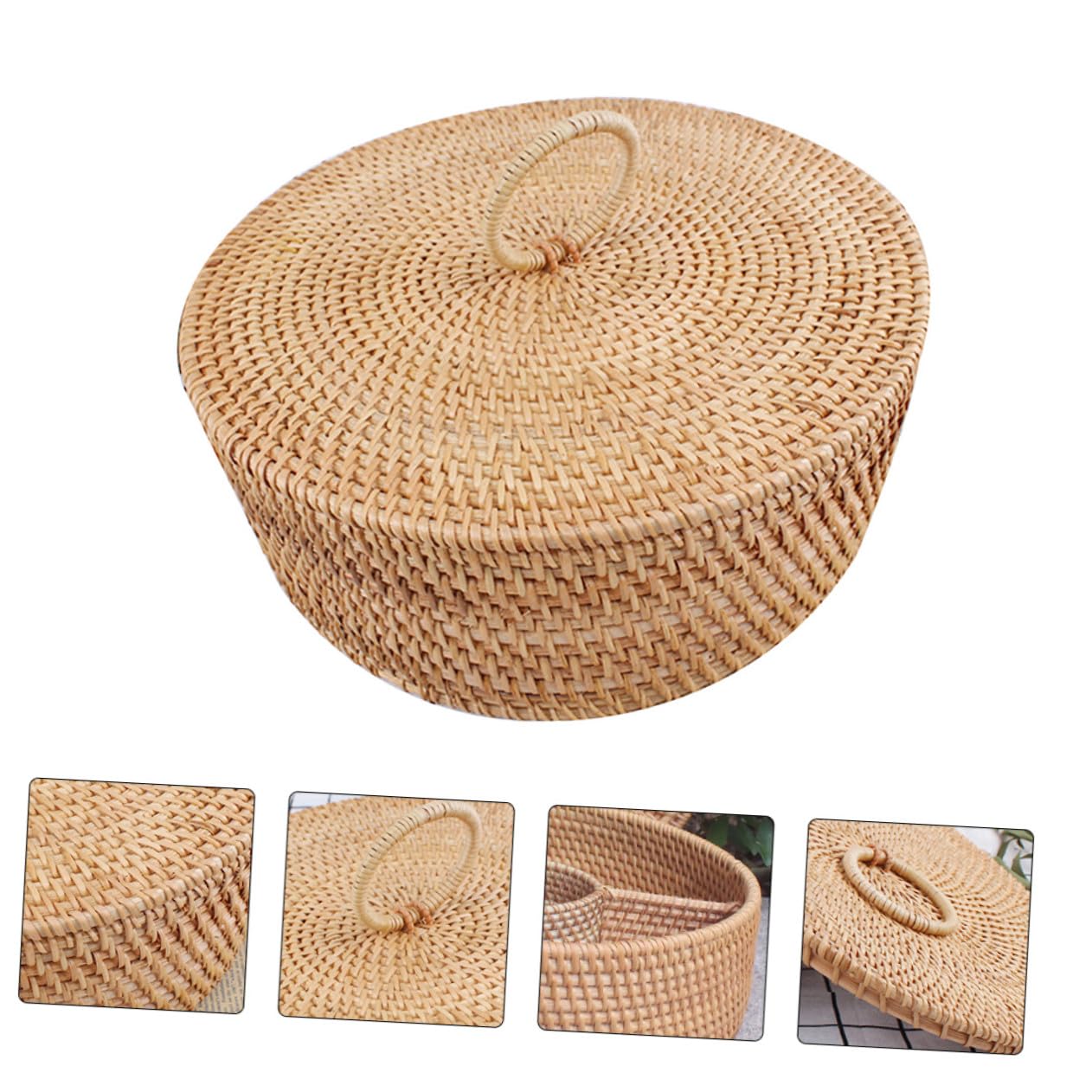 Ciieeo Cesto Portaoggetti senza Sbavature Stile Vintage con Coperchio in Legno Lavorazione Fine Scatola per Snack e Dolci la Casa