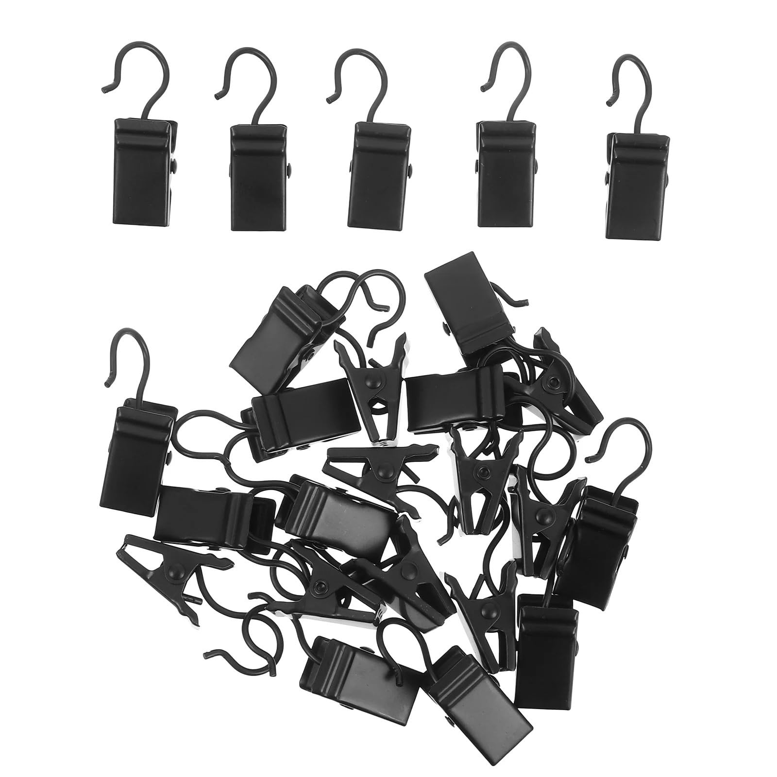 Hooks Clips for Drapes, 100Pcs Shower Curtain Clips Hanging Iron(Black)