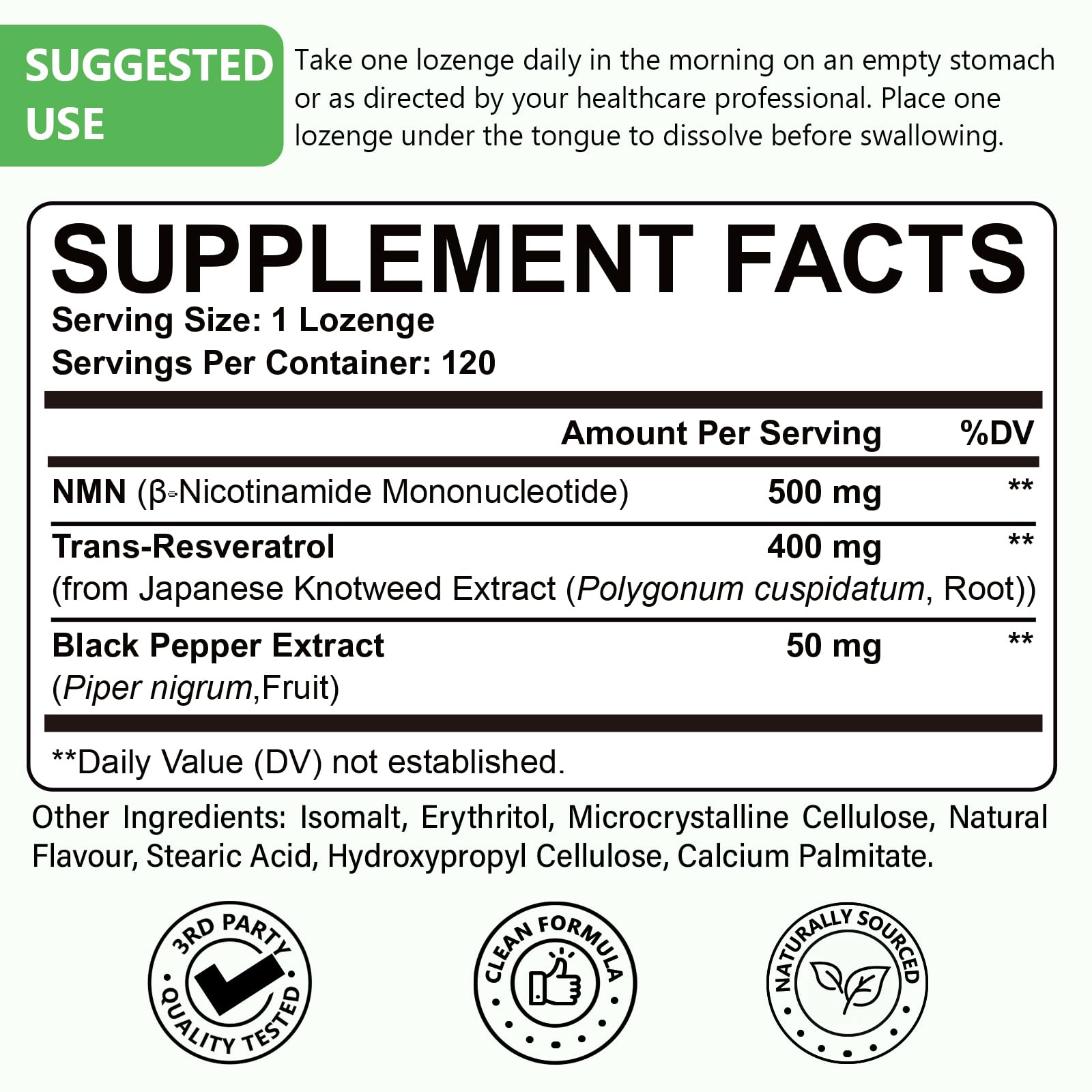 Sublingual NMN Resveratrol Supplement 950mg, 480 Lozenges (480-Day Supply) — Amazon image 2