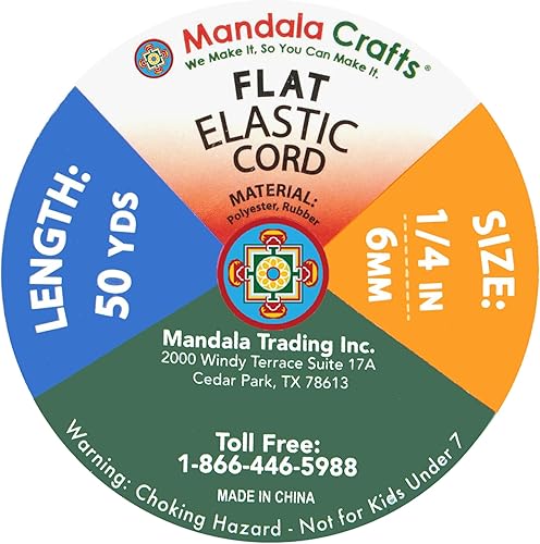 Vista 4 de Mandala Crafts - Rollo de cordón elástico plano para costura y manualidades Beige