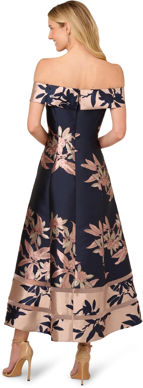 Adrianna Papell Womens Off Shoulder Jacquard Dress - Image 2