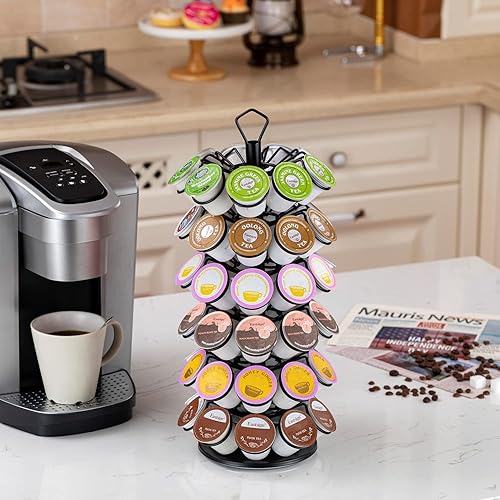 Miniatura 6 de Rice rat K-Cup - Almacenamiento de cápsulas de café, soporte para cápsulas de carrusel, almacenamiento para cápsulas K (54 cápsulas, 6 niveles)