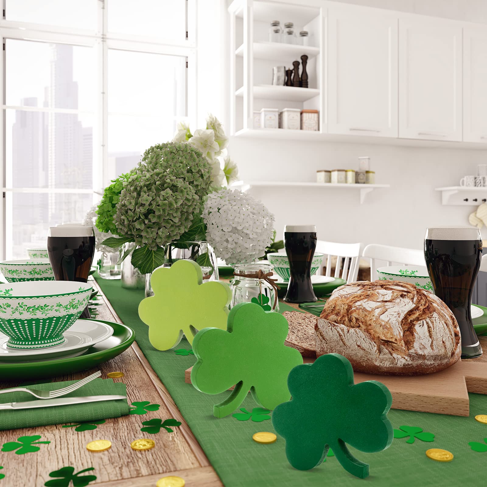 St. Patrick’s Day Holzschild – 15x8,9 Cm, Mit Zwergen & Kleeblatt, Tischdekoration