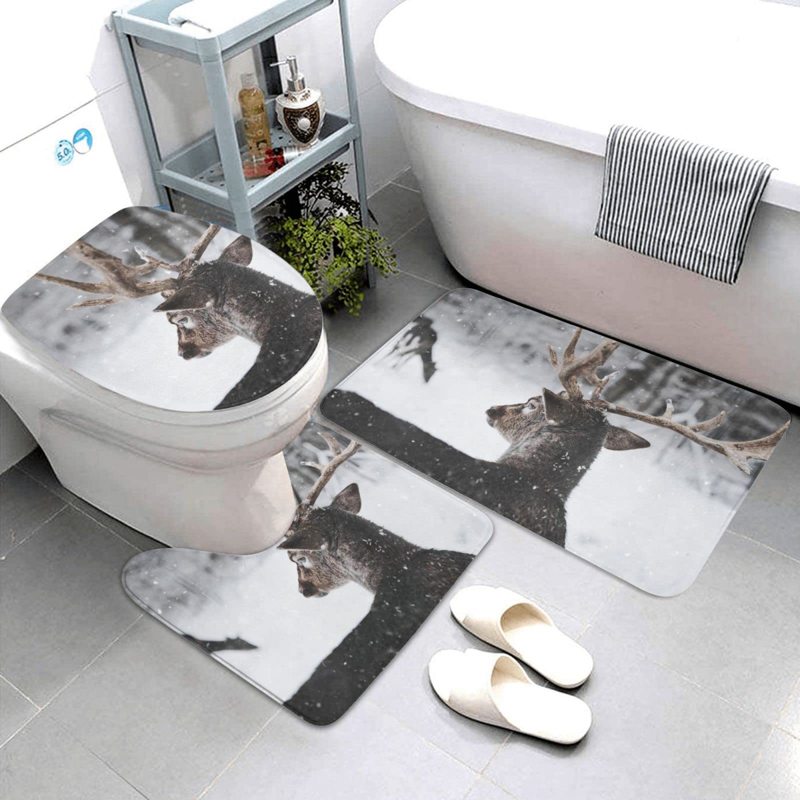 Tapis de bain renne en forme de U idéal pour créer une ambiance cocooning en hiver