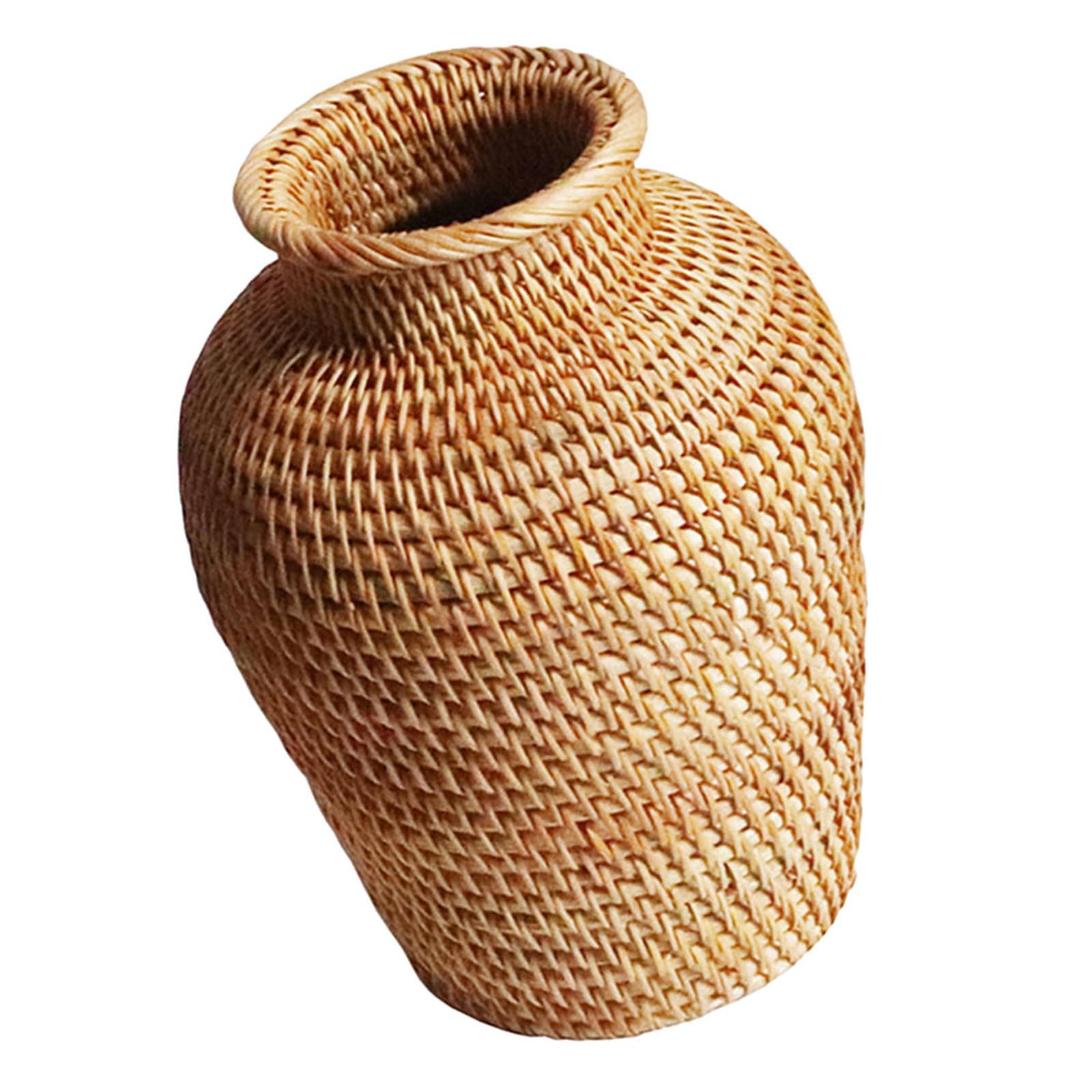 Vase à fleurs en rotin tressé ERINGOGO fait main pour plantes séchées