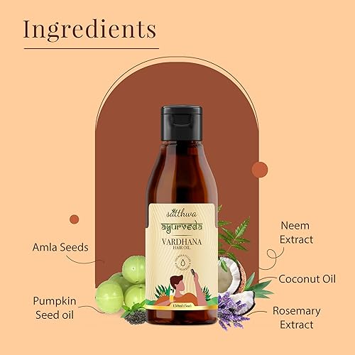 Miniatura 3 de Satthwa Vardhana Aceite para el cabello  Con aceite de semilla de calabaza y palma enana americana como bloqueadores naturales de DHT  Ayuda a