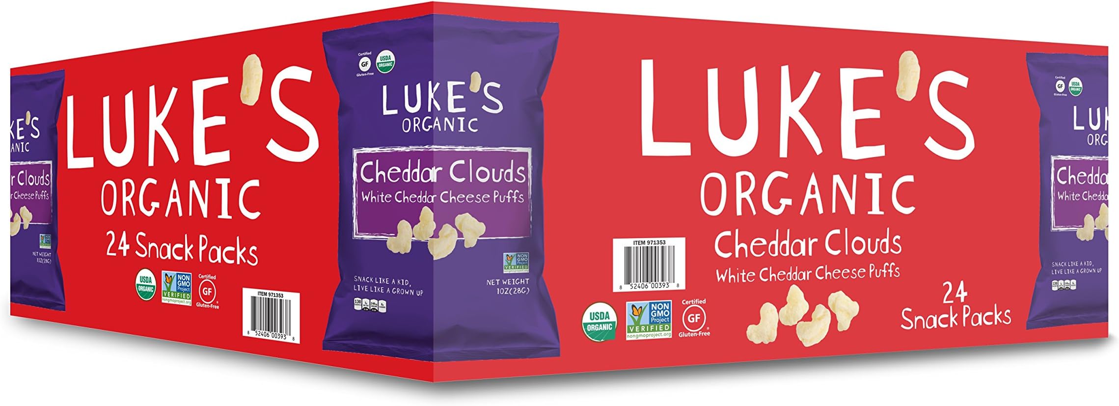 Luke's Organic Cheddar Clouds Single Serve Bags, 24 Count