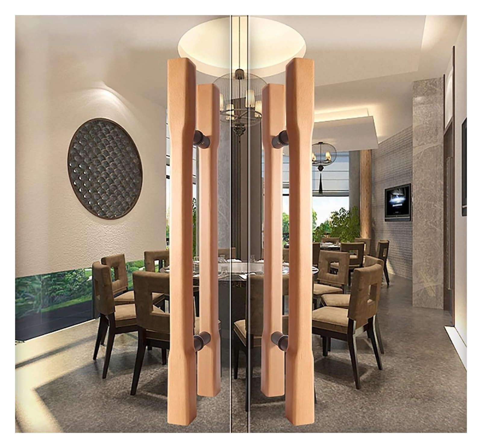 Manija de puerta corrediza de granero, manija de madera para puerta corredera de granero, mango en forma de H de doble cara para puerta interior y exterior de vidrio