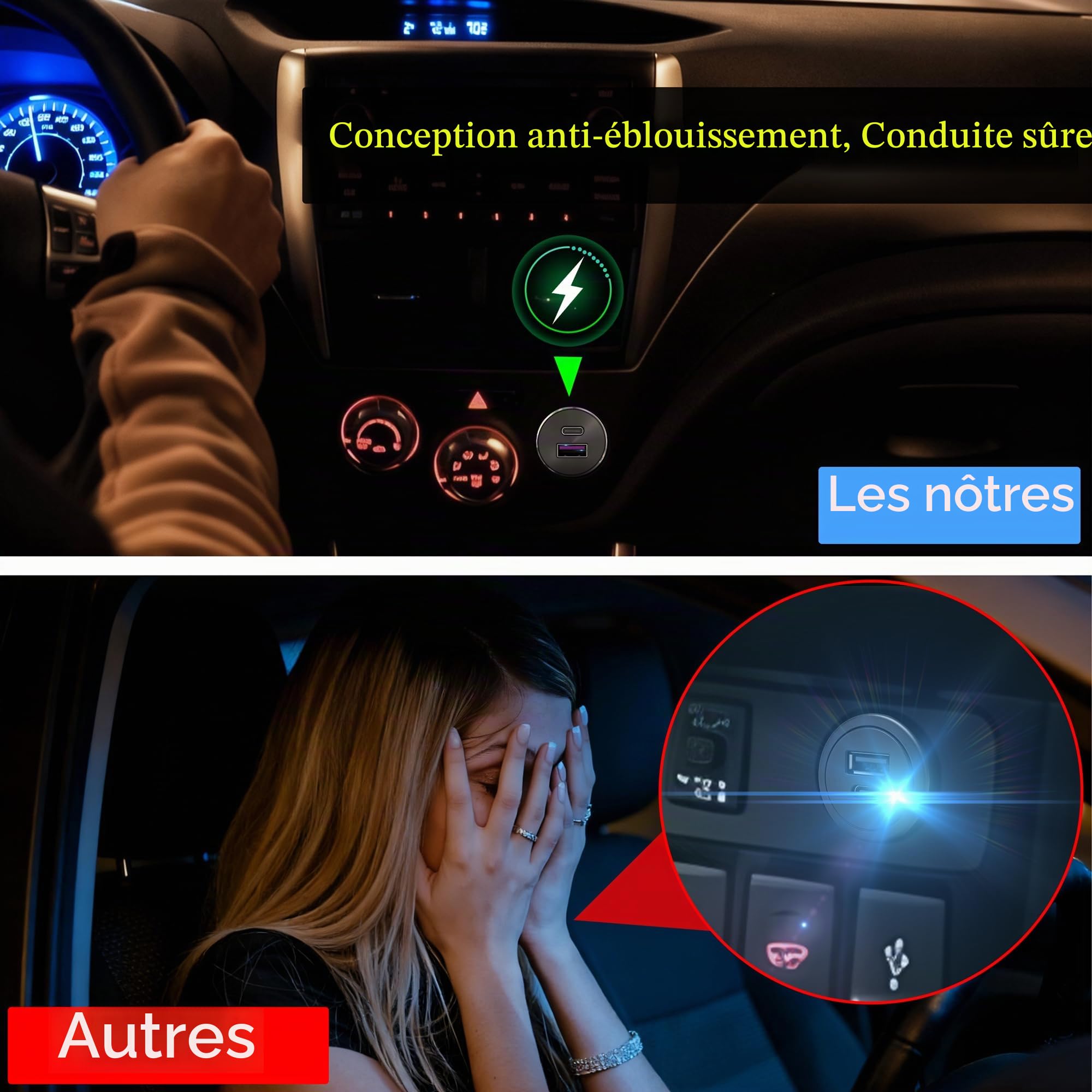 Qidoe Prise USB Chargeur 12V pour Camping-Car, Aluminium Prise USB de Voiture avec QC3.0 & PD3.0, Montage Encastré, sans LED, Charge Rapide pour Caravane, Camion, Bateau, Véhicule, Lot de 2