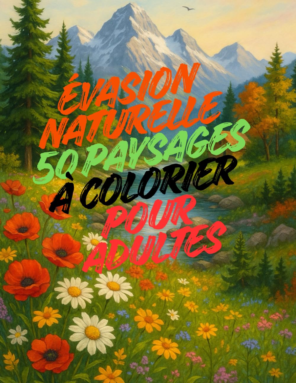 Évasion naturelle : 50 paysages à colorier pour adultes: Un moment de détente et de créativité inspiré par la nature — montagnes, lacs, forêts et jardins à colorier