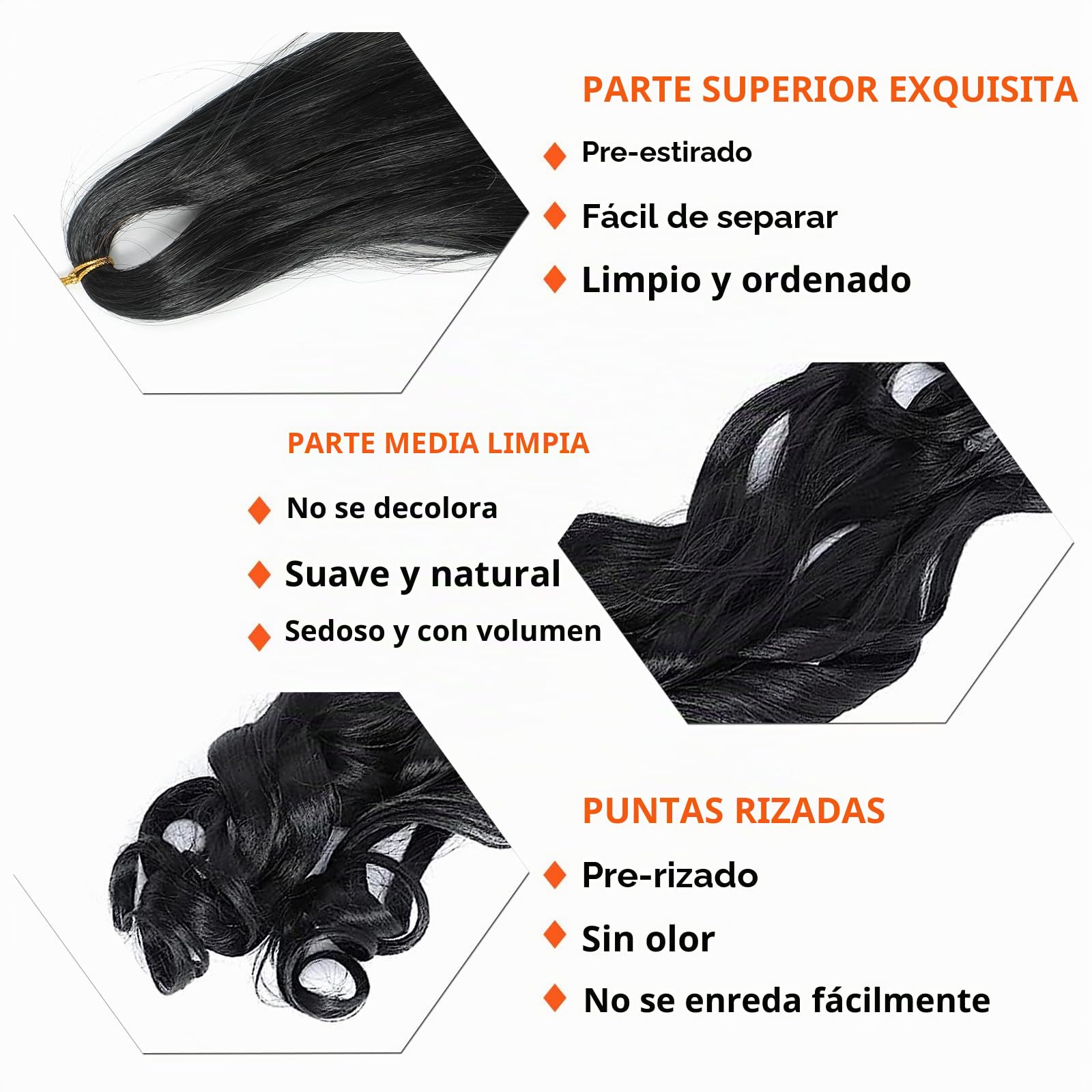 French Curl Braiding Hair, 24 Inch 8 Pack Soft Curly Braiding Hair Extensions, Pre Stretched Bouncy Braiding Hair Loose Wave Braiding Hair for Women (1B#)