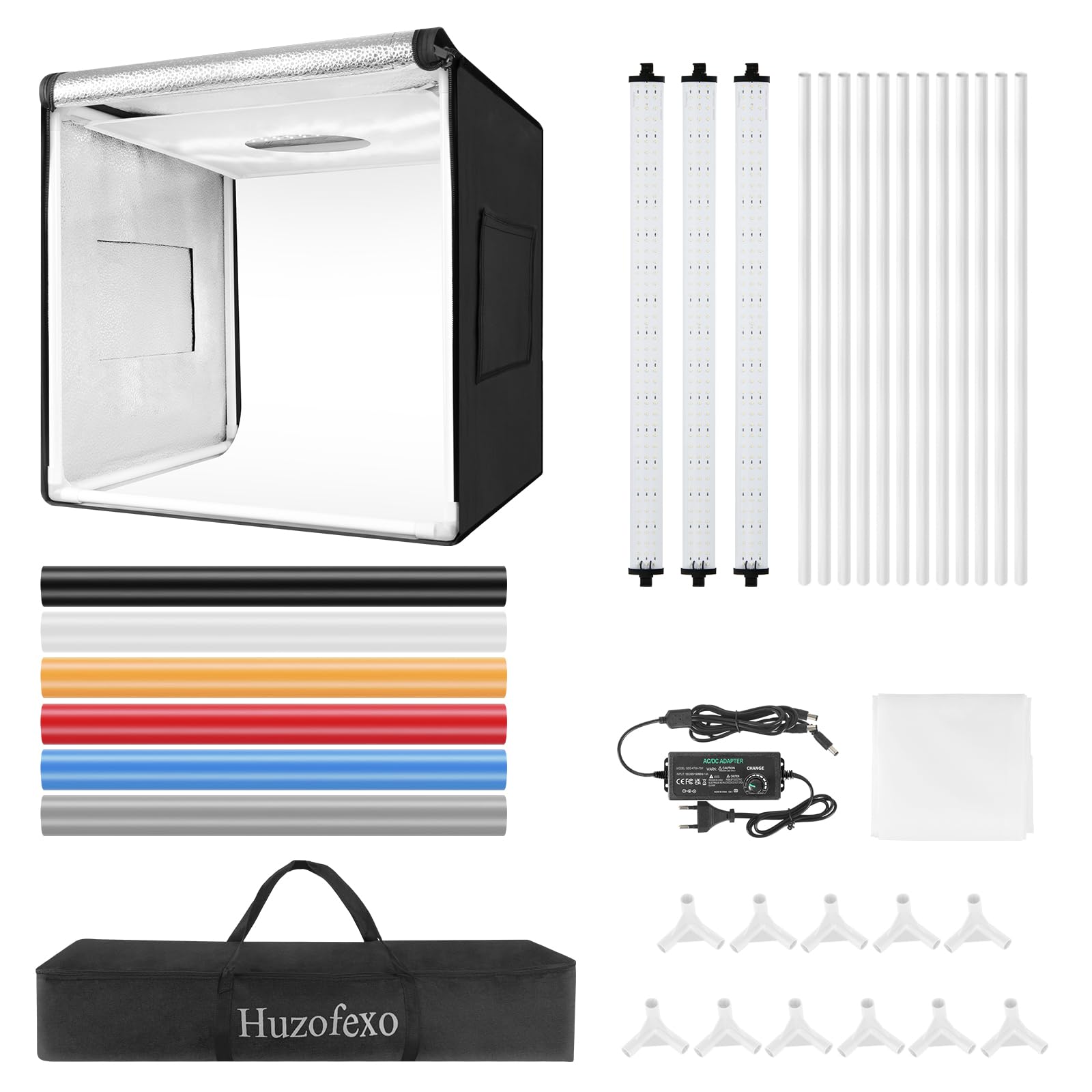 Caja de luz para estudio fotográfico, set de 80 x 80 x 80 cm, profesional, regulable, con luz LED CRI98, 6 fondos de colores, multiángulo para disparar