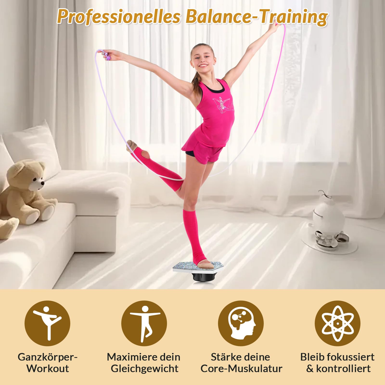 BORISI Cheerleading Stunt & Balance Trainer für Flyer, Grau | Flyer-Training, Niedrige Höhe, Rutschfeste Basis, Holz & Kunststoff, Griff, Core-Kontrolle, Bis 100 kg