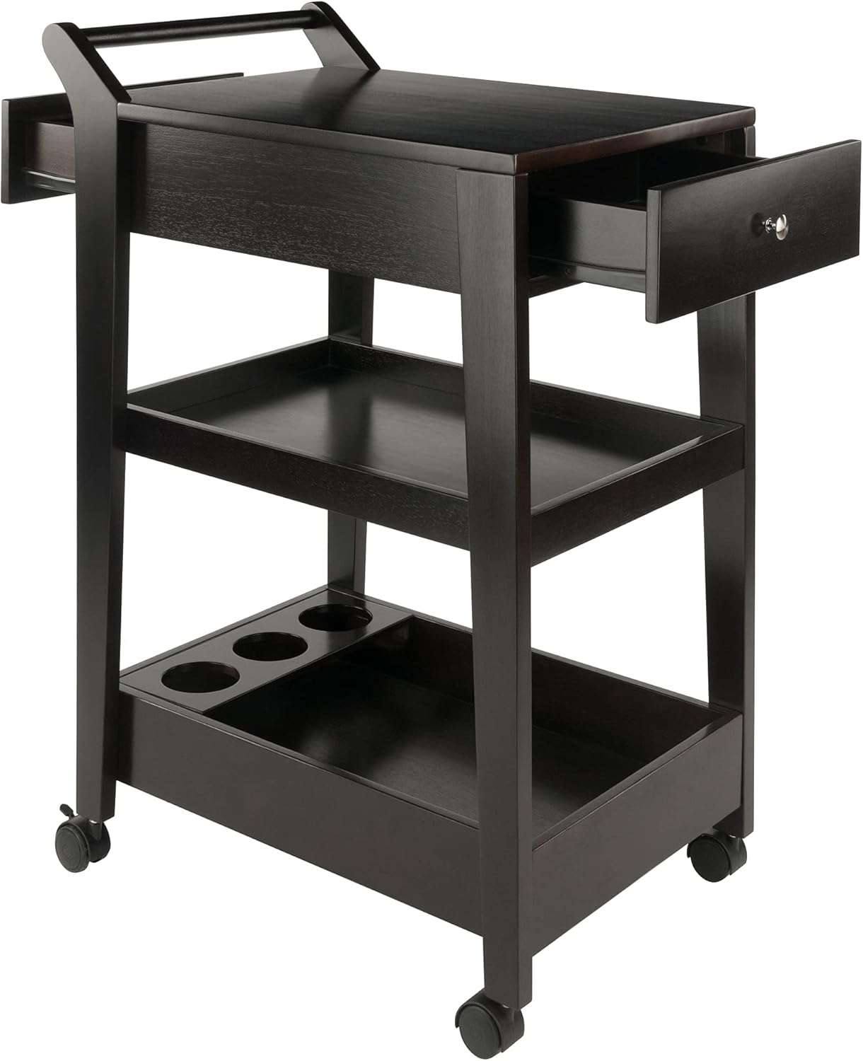 Winsome Jeston 3-Tier Serving Cart, Rolling Utility Bar Cart with Wheels for Snacks, Drinks, Kitchen Essentials, Storage & Organization for the Home or Apartment