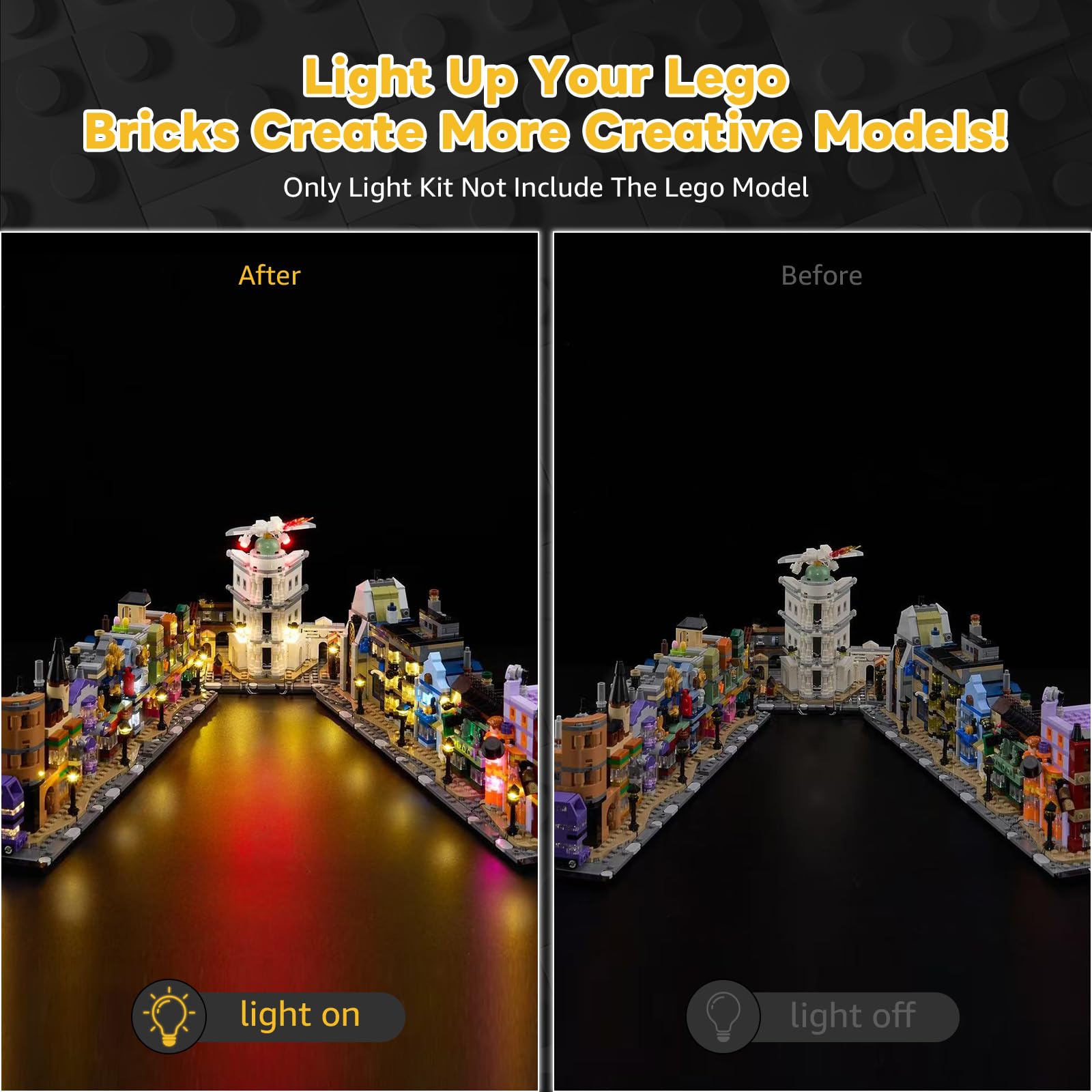 Kyglaring LED Lighting Kit Compatible with Lego Diagon Alley Wizarding Shops 76444 Building Blocks - Image 3