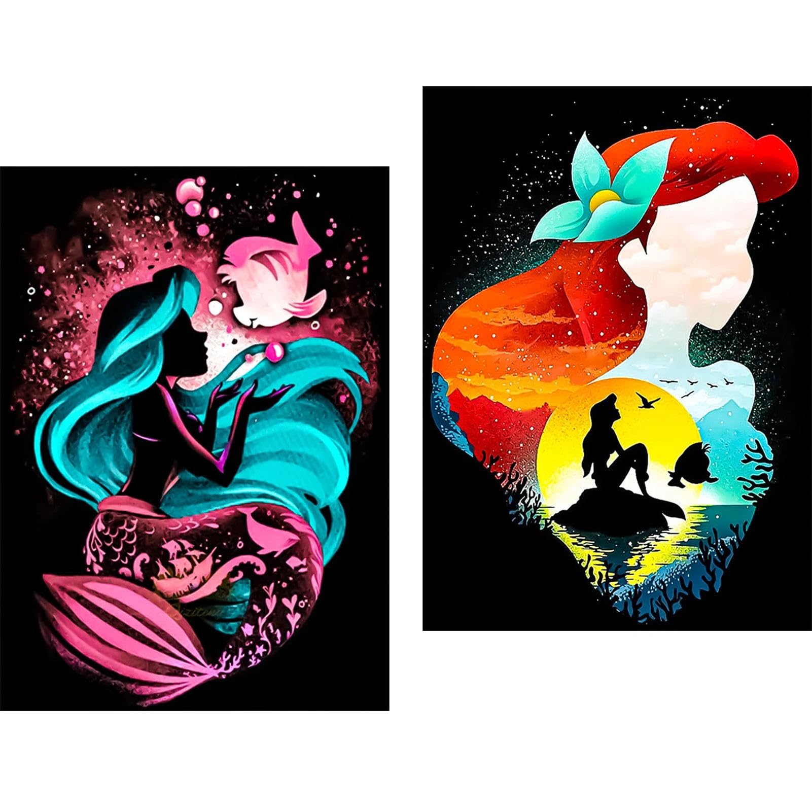YALKIN 2 Packs 5D Diamond Art Kits for Adults, 5D Cartoon Diamond Painting Kits with Round Drills Full Drill Gem Painting Set for Home Wall and Gifts Christmas 12x16inch (30x40CM)