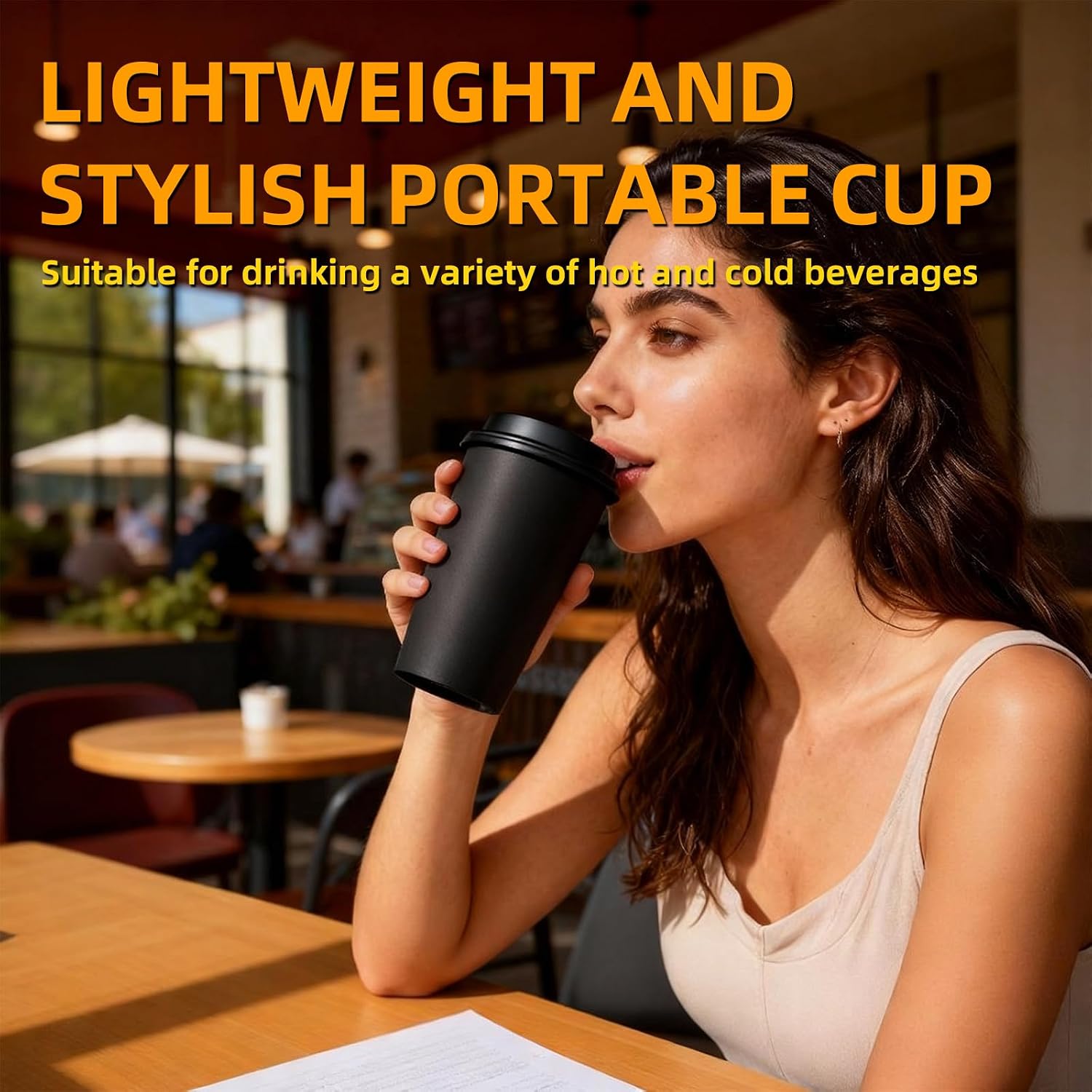 Plastic Reusable Coffee Cups with Lids, 4 Pack