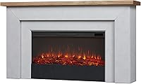 Real Flame Malie 68" Landscape Electric Fireplace Mantel - Realistic 6-Color Flames, 5100 BTU Heater, Remote, Timer for Living Room Bedroom