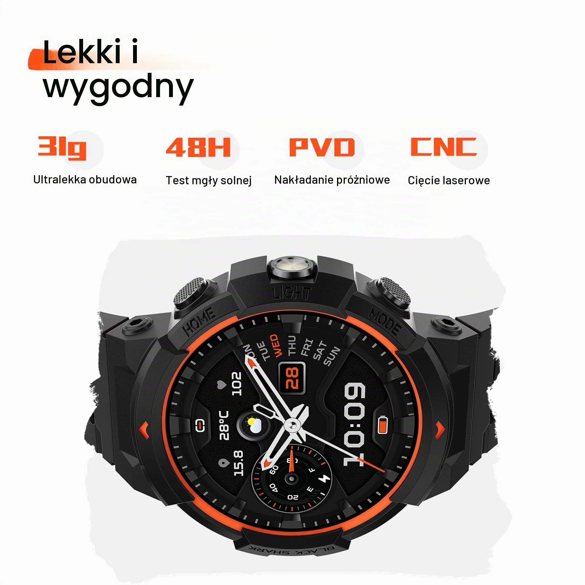 Black Shark GS3 Sport Smartwatch, wyświetlacz AMOLED 1.43