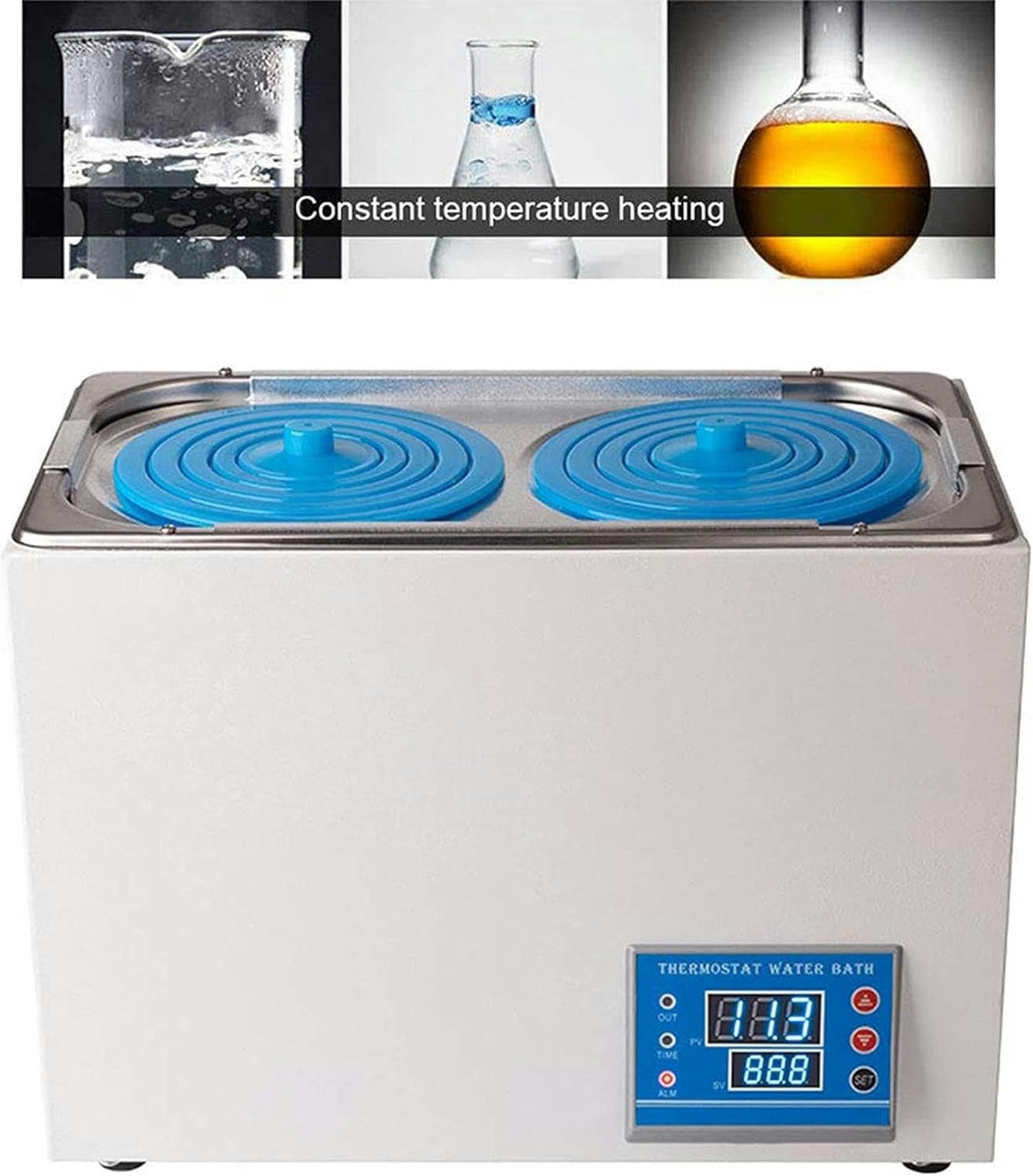 Baño María termostático Digital, habitación 1/2 hidromasaje eléctrico Digital, Pantalla Digital 220 V 50 Hz Baño de Temperatura Constante, Apto para Laboratorio, Acero Inoxidable