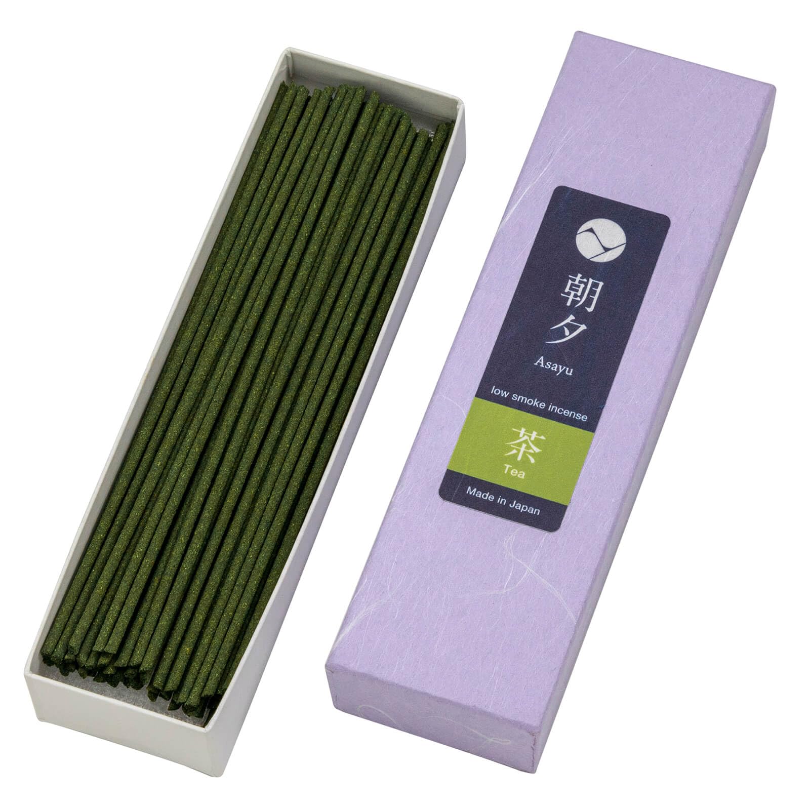 Asayu Japan Green Tea 20G Low Smoke Green Tea Incense Sticks - Ca. 40 Sticks, 20G - Made In Japan - Matcha Green Tea Incense For Morning Energy, Yoga, Meditation. Smokeless Incense With Less Irritation