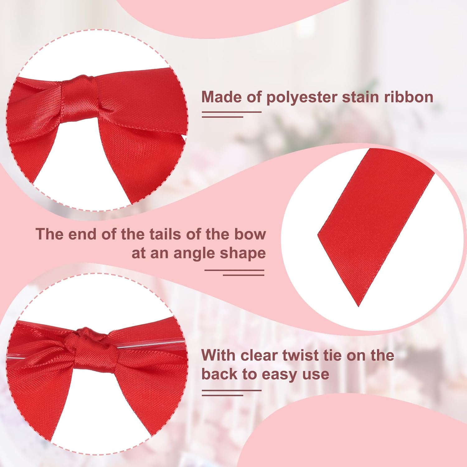 PATIKIL 50 Pcs Satin Ribbon Twist Tie Bows 3.5 Inch Small Craft Bows for DIY Gift Wrapping Champagne Bottle Wedding Christmas Birthday Decor, Colorful - Image 3