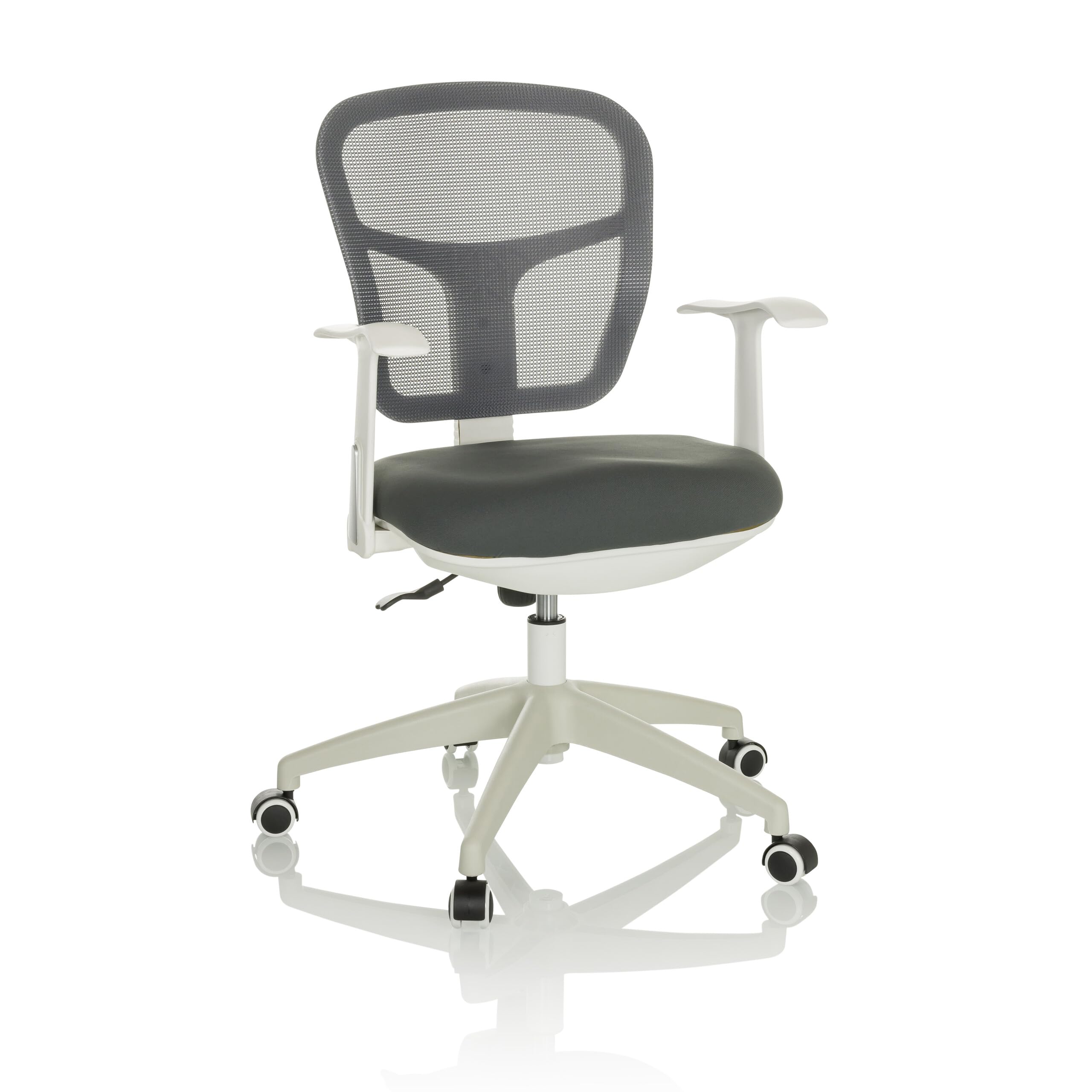 hjh OFFICE Bürostuhl TOP 108 W Stoff/Netzstoff Drehstuhl Arbeitsstuhl mit neigbarer Rückenlehne, gepolstert, Grau/Weiß, 729441