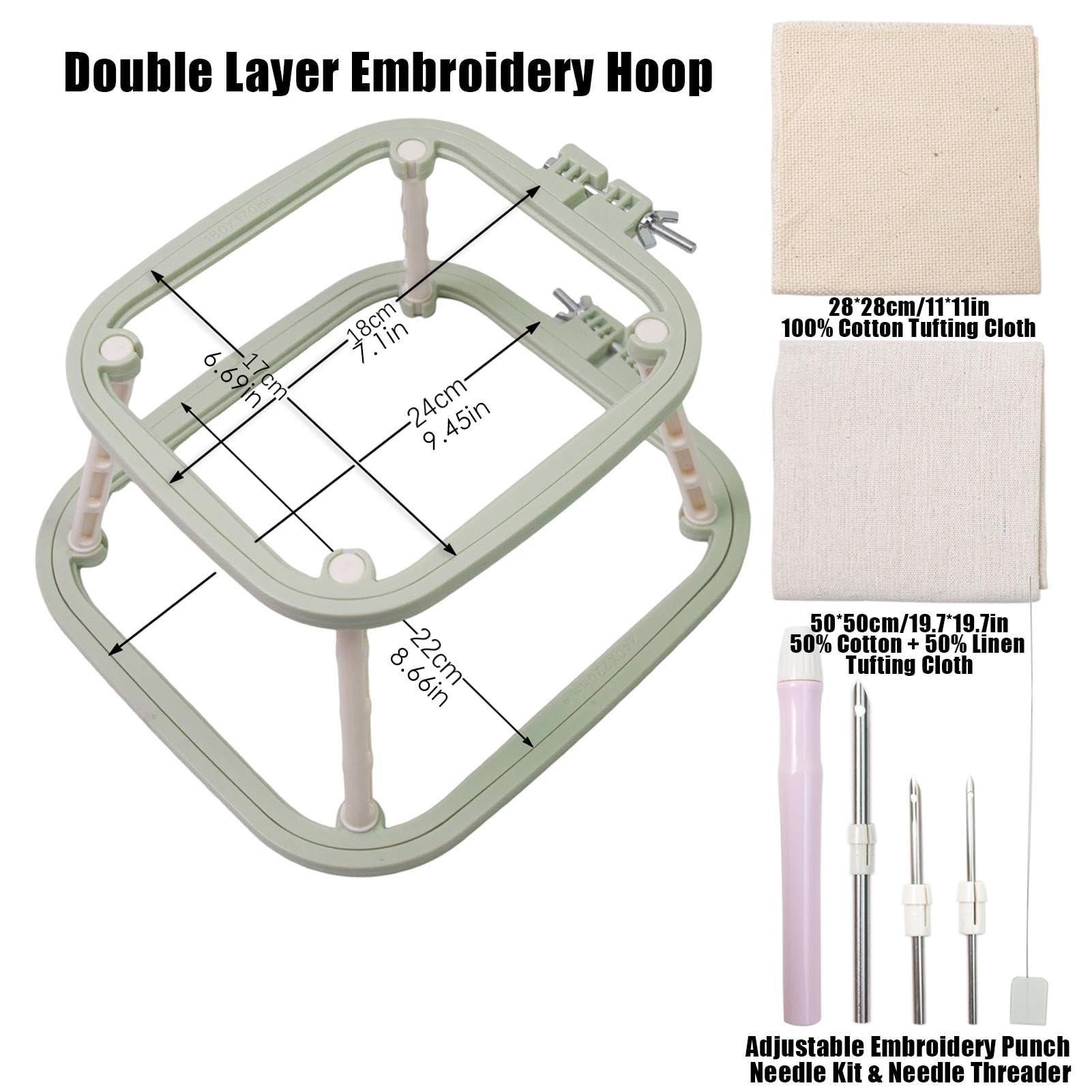 Cadre De Broderie Double Couche Réglable En ABS - Pour Punch Needle Et Point De Croix, Idéal Débutant