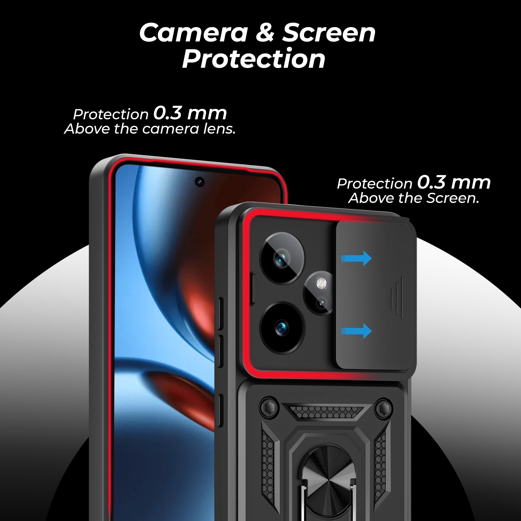 Artistque Armor Case for Realme GT 7 - Ring Stand & Camera Cover -6