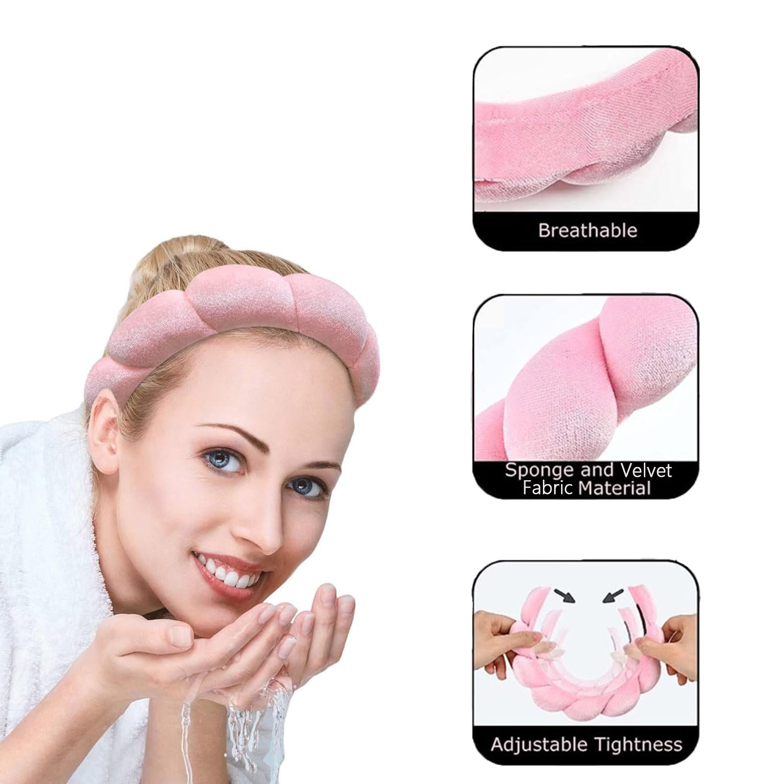 Ling & Bai 2Pcs Spa Headbands Soft Makeup Headband for Women Velvet Skincare Hairband Hair Accessories for Face Washing Shower Facial Mask (Black,Deep Brown - Image 4