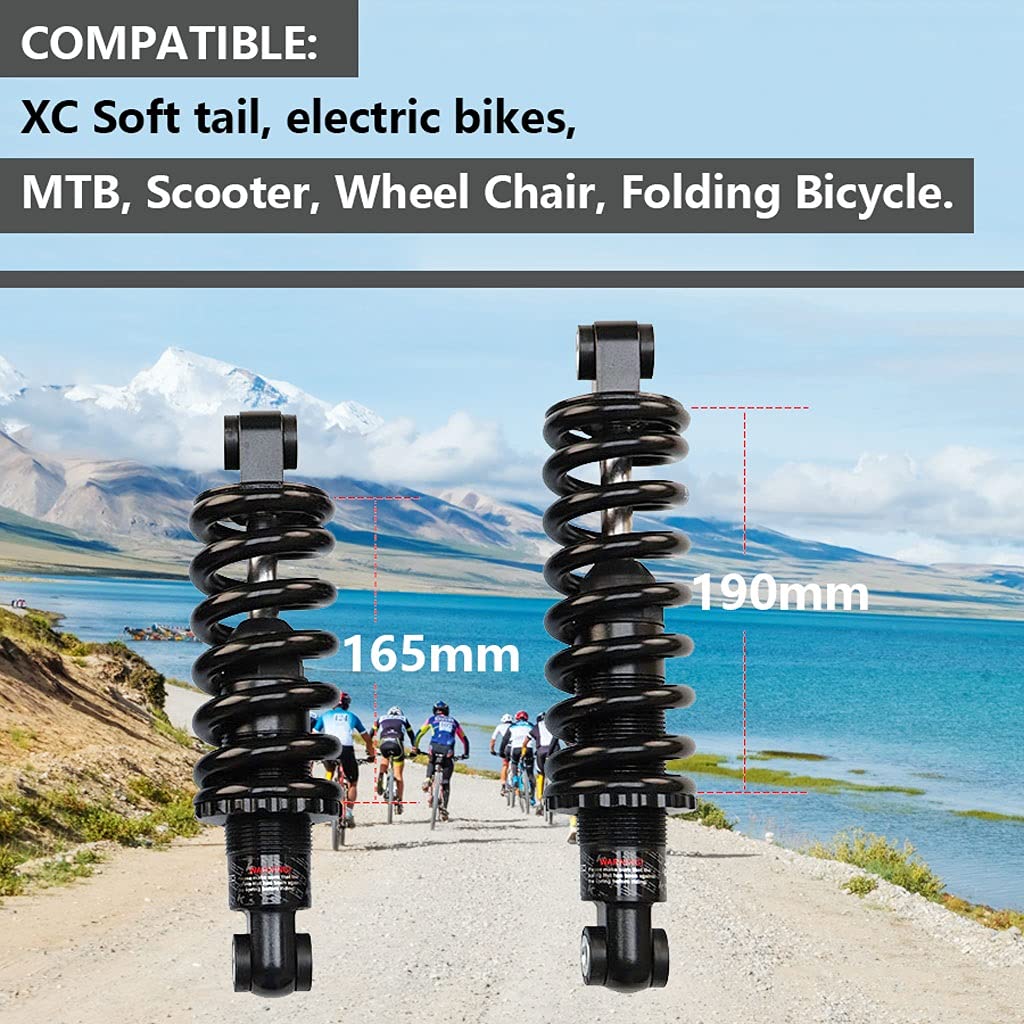 AuroraXQ Mountain Bike Ammortizzatore Posteriore MTB 165mm (6,5 ")/ 190mm (7,5") Sospensione a Molla 750/850/1000/1500/2000 Libbre(165mm,2000Lbs)