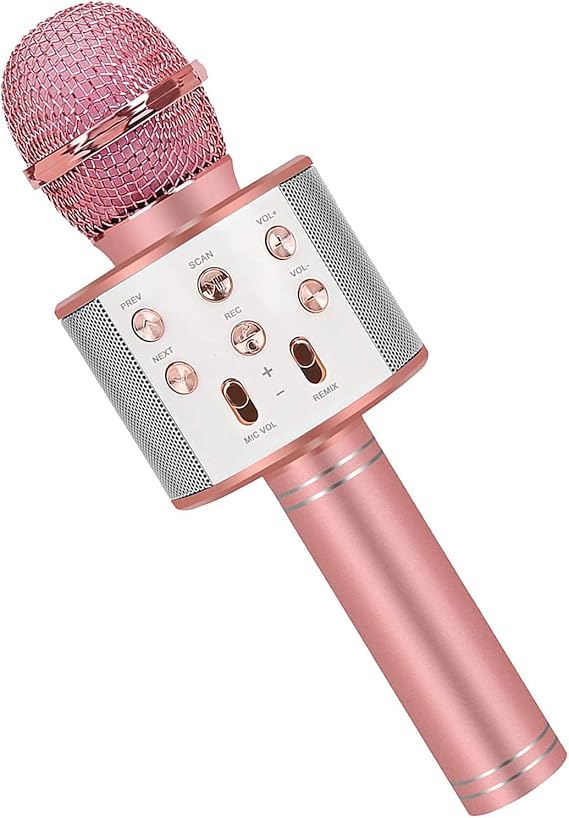 Wireless Karaoke Microphone for Kids, Portable Bluetooth Speaker Mic Birthday Gift Toys for 3-12 Year Old Girls Boys Recording Magic Singing Karaoke Machine