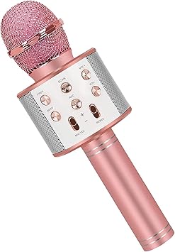 Wireless Karaoke Microphone for Kids, Portable Bluetooth Speaker Mic Birthday Gift Toys for 3-12 Year Old Girls Boys Recording Magic Singing Karaoke Machine