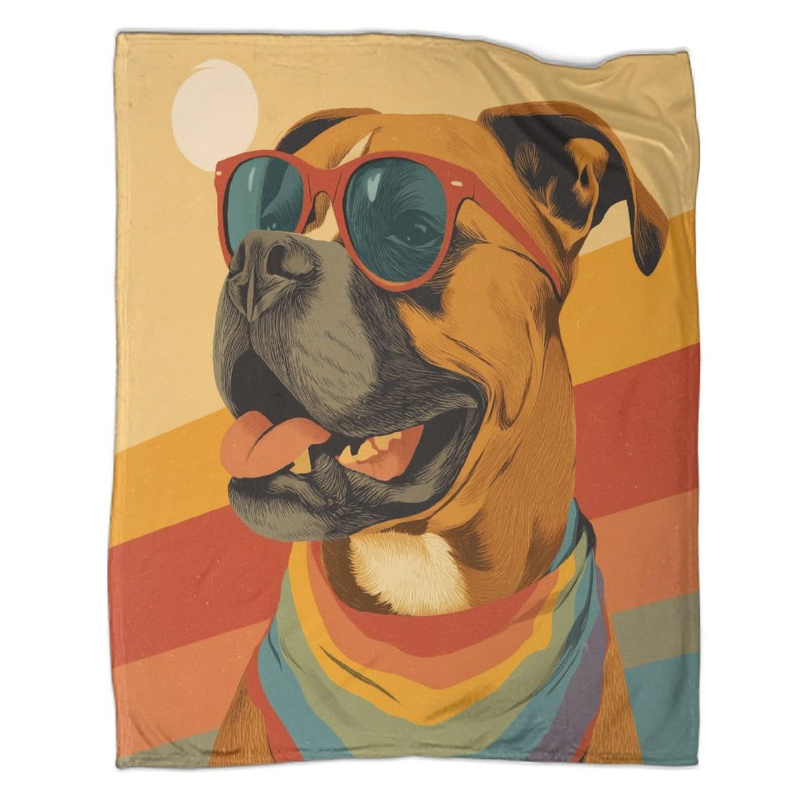 kaiyun Brown Boxer Wearing Sunglasses Patterned Throw Warm for Camping Outdoor Lightweight for Sofa Bed 70x80inch(180x200cm)
