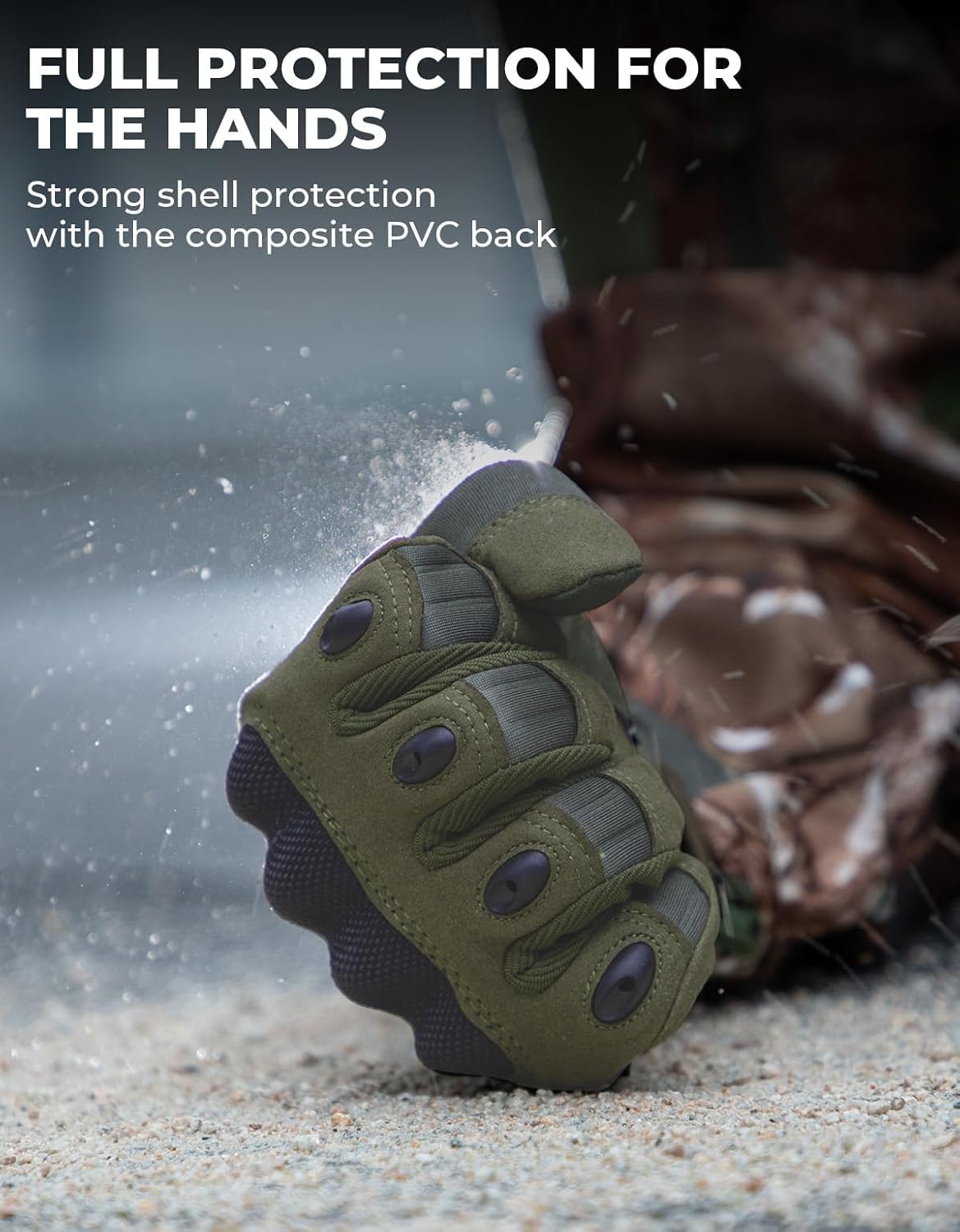 Home Brilliant Military Tactical Gloves – Reinforced Hard Knuckle, Touchscreen, Anti-Slip Shooting Gloves for Riding, Airsoft & Outdoor Use (Green Full Finger Gloves) 2