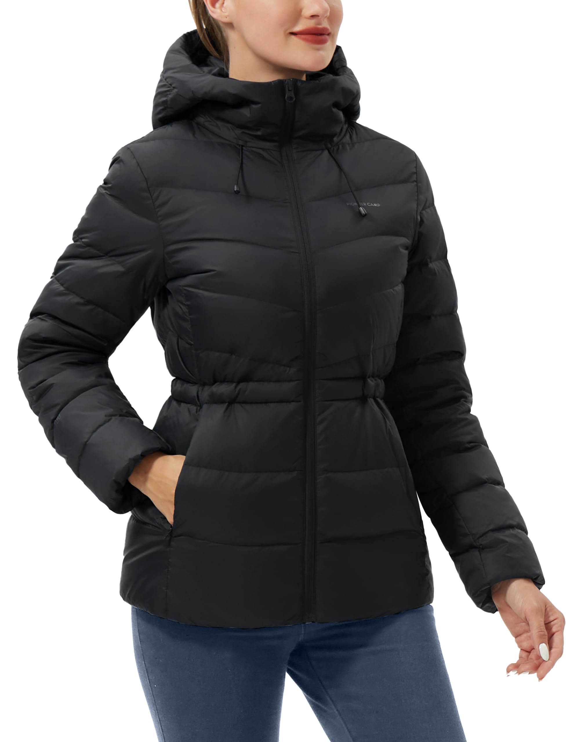 Pioneer Camp Doudoune chaude pour femme - Veste d'hiver chaude et légère - Veste matelassée - Veste à capuche d'hiver avec capuche