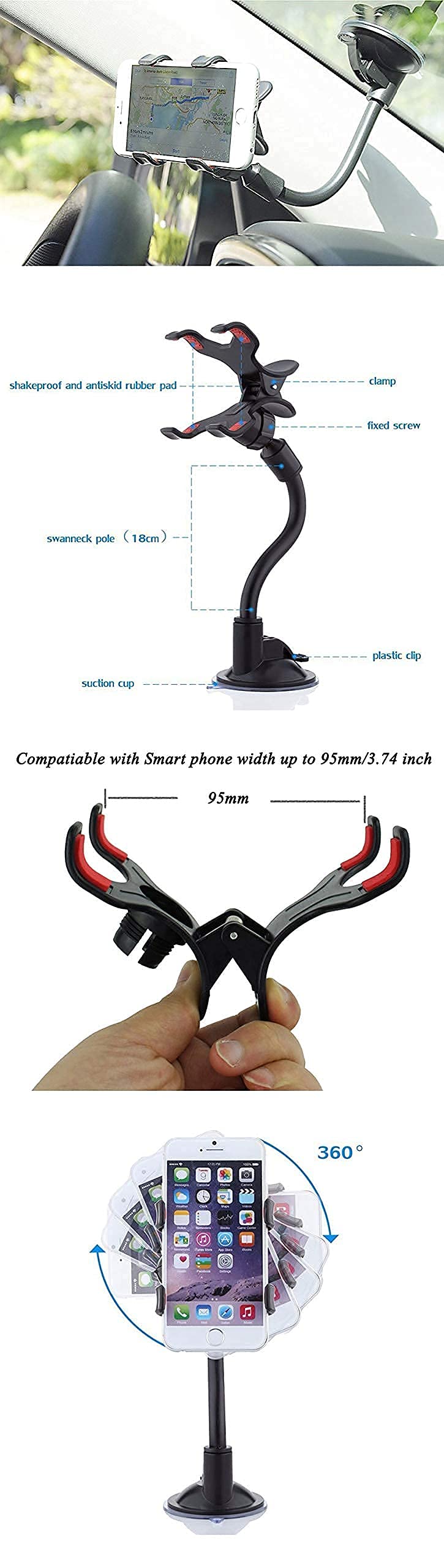DGTKS Cellular Phone and Radar Detectors Car Mount Holder Bracket for Cellular Phone or GPS