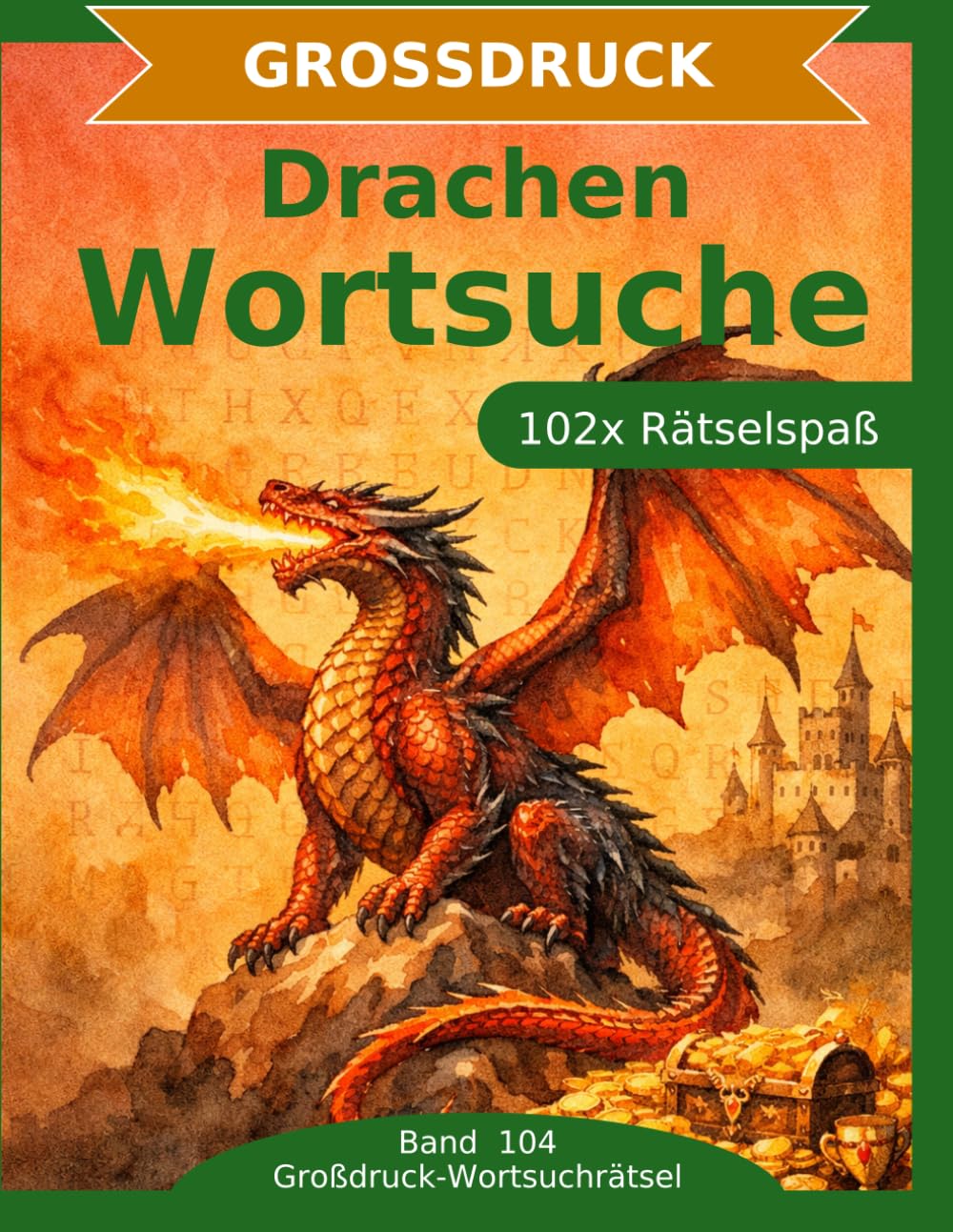 Drachen — Wortsuche in Großdruck: 102 Wortsuchrätsel mit extra großer Schrift | Geschenkidee für Oma & Opa