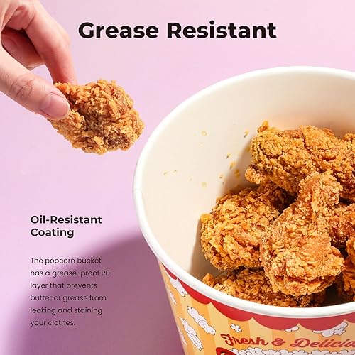 Miniatura 10 de Paquete de 25 cubos de palomitas de maíz desechables  Contenedores de papel amarillo y rojo de 64 onzas  Tazas de palomitas de maíz individuales