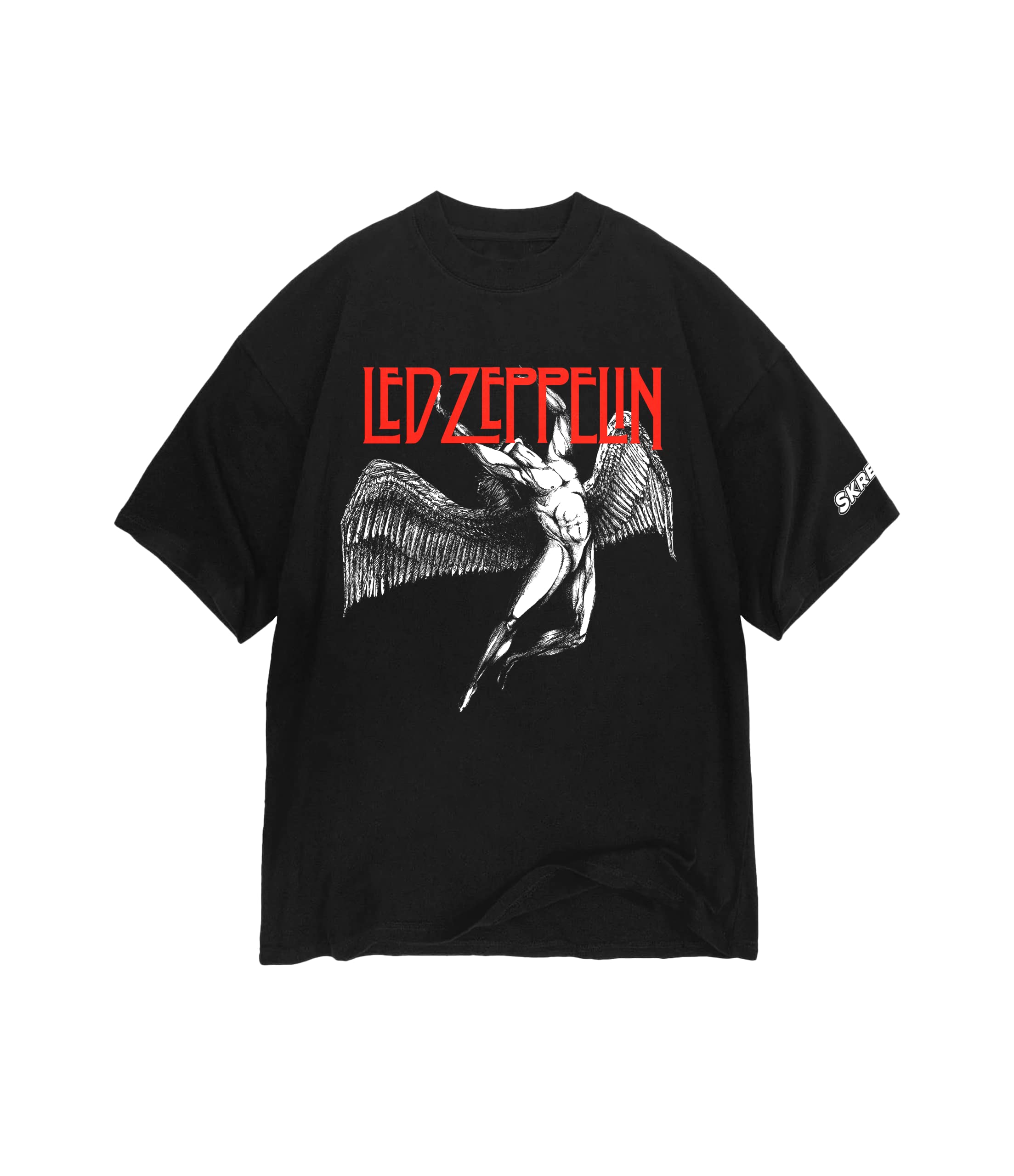 Buy Skream Oversized T-Shirt, Black Printed Cotton Led Zeppelin
