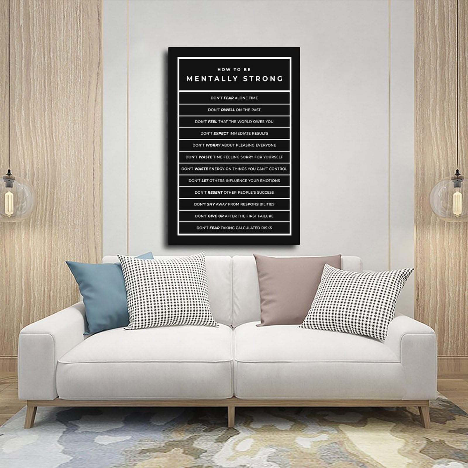 NEOHI Mentalnie silny motywacyjny czarno-biały pokój estetyka płótno nowoczesny plakat sztuka ścienna wydruki obrazy salon sypialnia dekoracja 20 x 30 cali (50 x 75 cm)