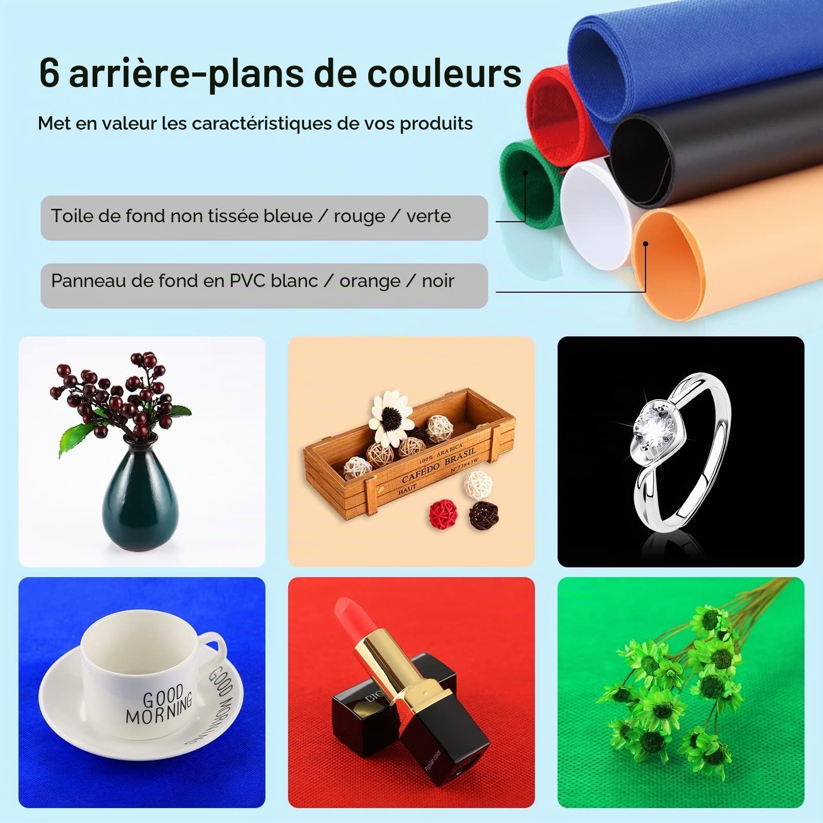 PULUZ Fotostudio 40CM Boîte de Studio Pliable à Lumière Blanche Dimmable pour la Vente de Produits Commerciaux en Ligne avec 2 Panneaux Lumineux et 3 Couleurs PVC/3 Fonds Polaires