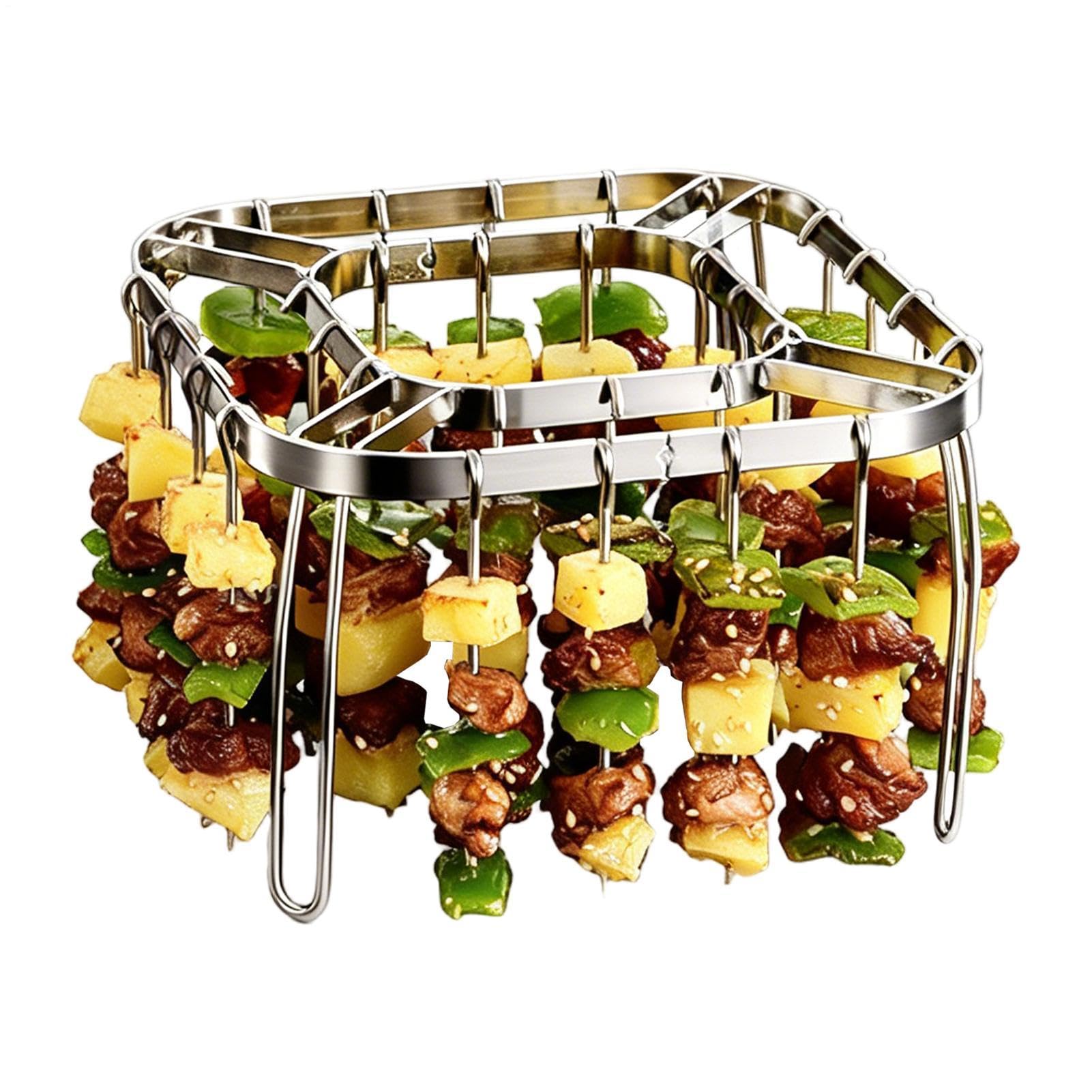 Grilled Skewer Rack, Air Fryer Grill, Air Fryer Standing Barbecue Rack, Premium Stainless Steel Build, Non-Stick And Efficient Cooking Design, 6.1x6.1x3.9 Inches, For Kebabs, Seafood, Corn, Or Veggies